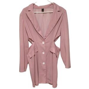 Shein Women’s Pink Long Sleeve Cut Out Stretch Dress Size 12 US Trendy Party